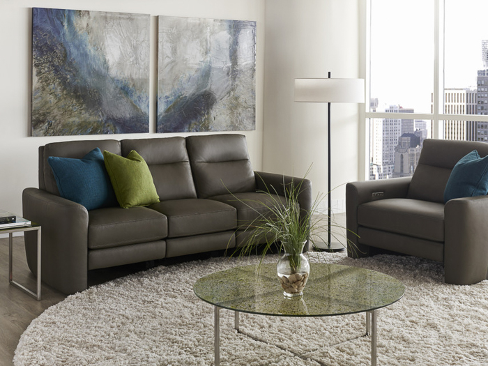 The Leather Chelsea Chair and 1/2 and Sofa by American Leather