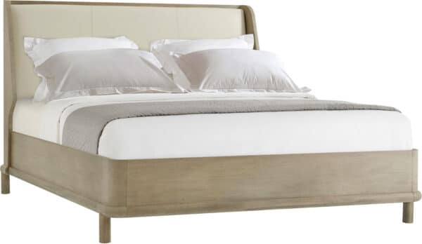 Repose Wooden California King Bed with Upholstered Headboard