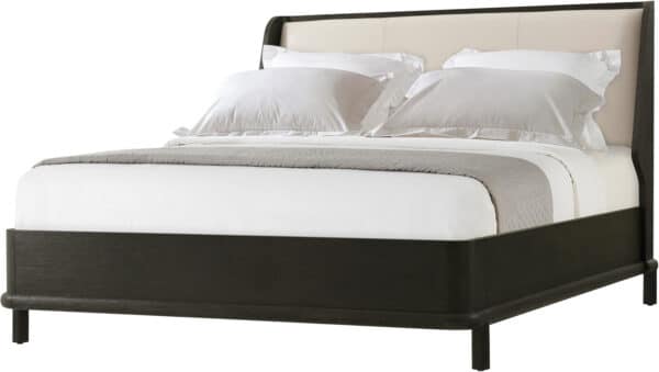 Repose Wooden California King Bed with Upholstered Headboard