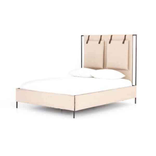 Leigh Upholstered Bed - Palm Ecru, Waxed Black, Distressed Brown, Queen
