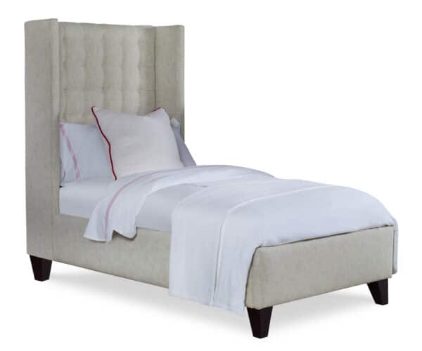 Fully Upholstered Twin Wing Bed with Tall Headboard