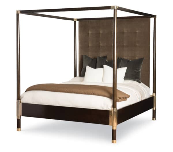 Corso Poster King Bed with Upholstered Headboard