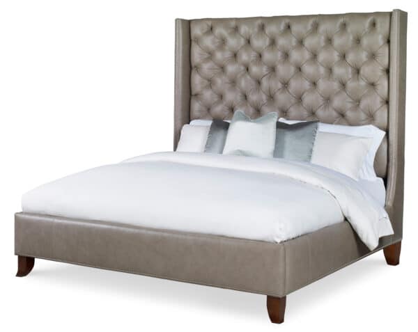 Fully Upholstered California King Wing Bed with Tall Headboard