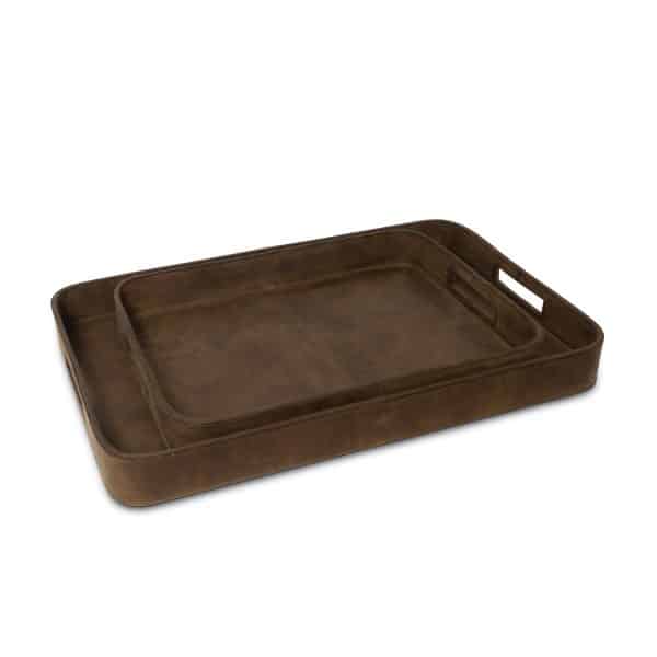 Derby Rectangular Leather Tray Set