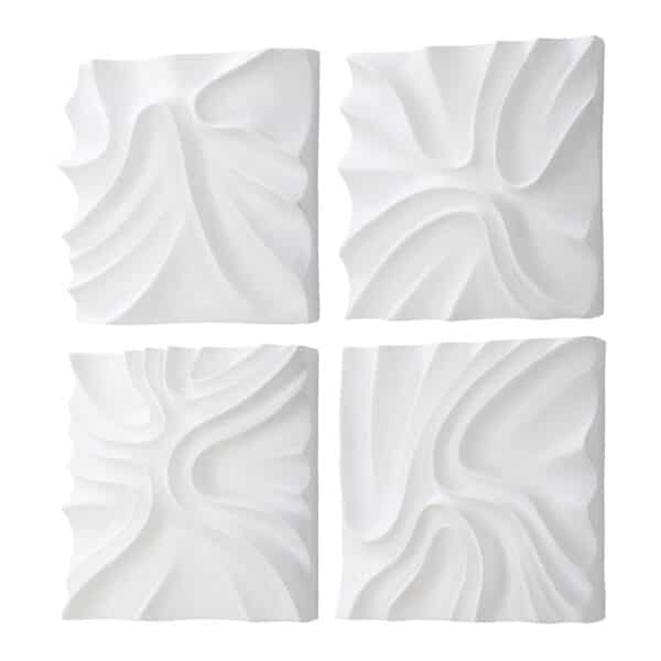 Snowdrift Sculpted White Wall Decor, Set of 4