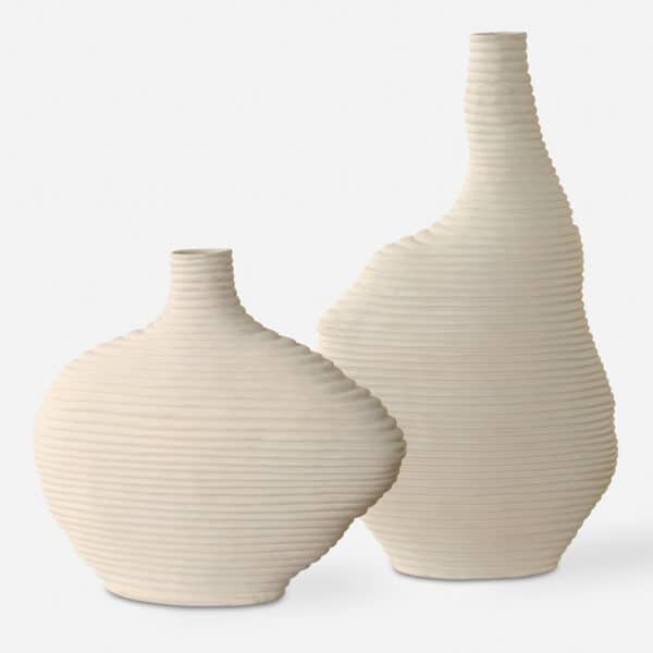 Duostacked Matte White Vases, Set of 2