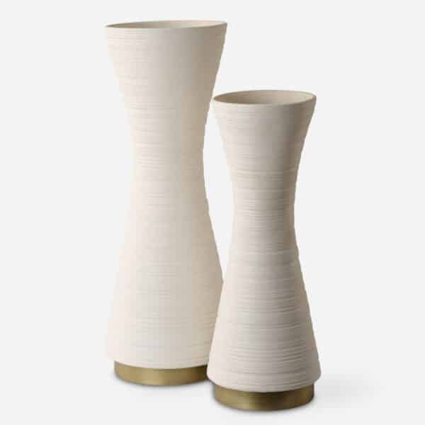 Ridgeline White Vases, Set of 2