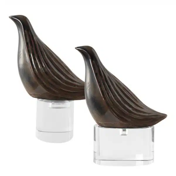 Nesting Bird Gray Sculptures, Set of 2