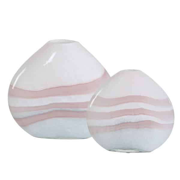 Blush Swirl Glass Vases, Set of 2