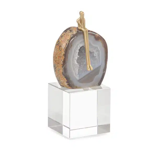 Large Agate Philosopher Sculpture on Crystal Base