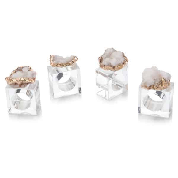 White and Gold Geode Napkin Rings, Set of 4