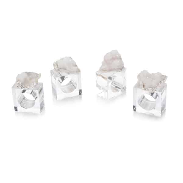White and Silver Geode Napkin Rings, Set of 4