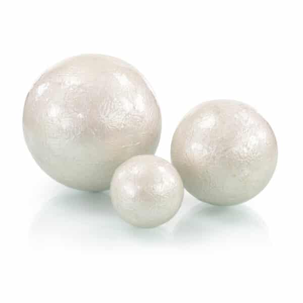 White Pearlized Balls, Set of 3