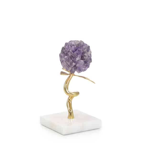 Amethyst Flora Small Sculpture on Marble Base
