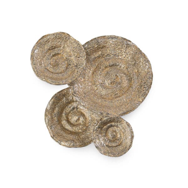 Gold and Nickel Escargot Wall Hangings, Set of 4