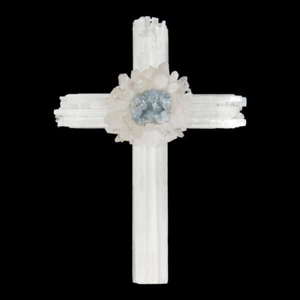 Selenite Cross with Celestite