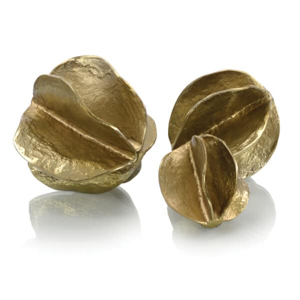 Brass Spheres of Flowing Waves, Set of 3