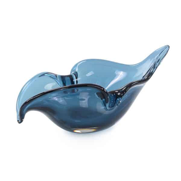 Hand Blown Abstract Sapphire Glass Bowl I