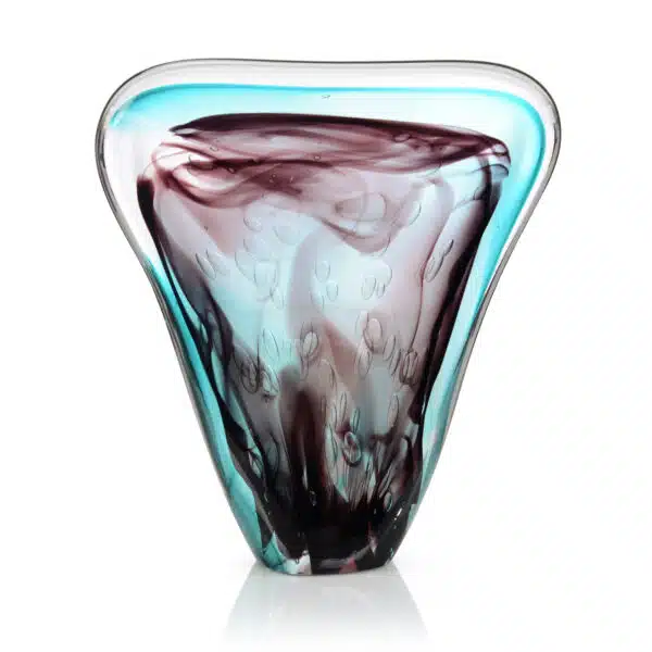 Eggplant/Turquoise Hand Blown Glass Sculpture II