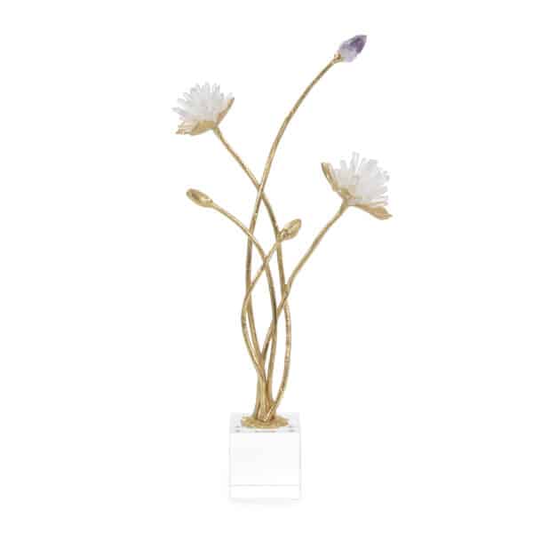 Quartz and Amethyst Floral Sculpture