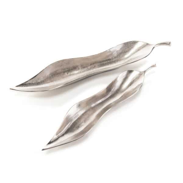 Sculptured Willow Leaf Trays, Set of 2