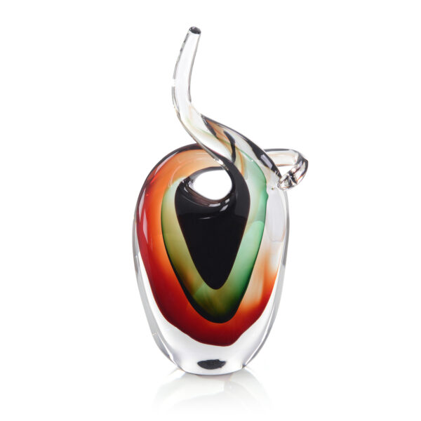 Hand Blown Red/Violet/Emerald Glass Sculpture II