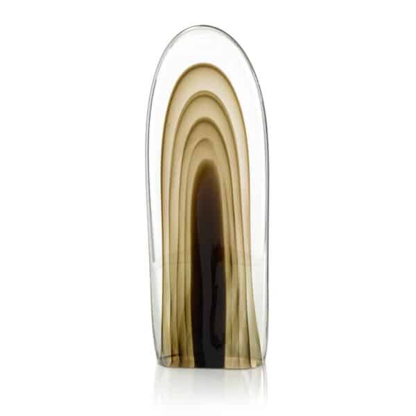 Rippled Brown Hand Blown Glass Sculpture I