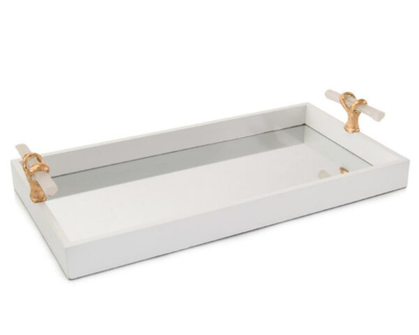 White Tray with Selenite Handles