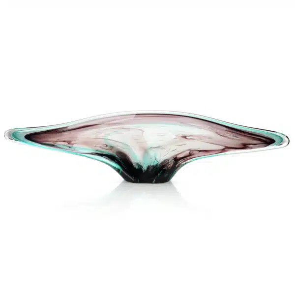 Eggplant/Turquoise Hand Blown Glass Sculpture I