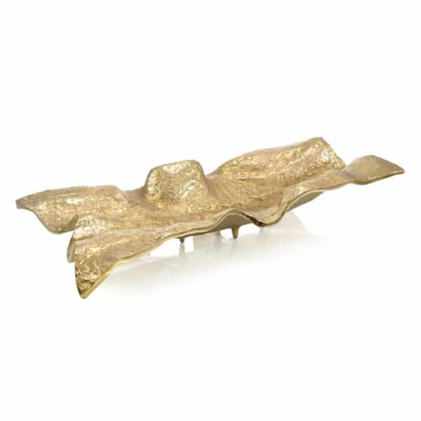 Draped Fabric Brass Rectangular Bowl