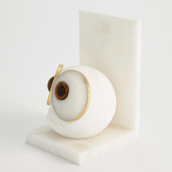 Alabaster Big Eyed Owl Bookends