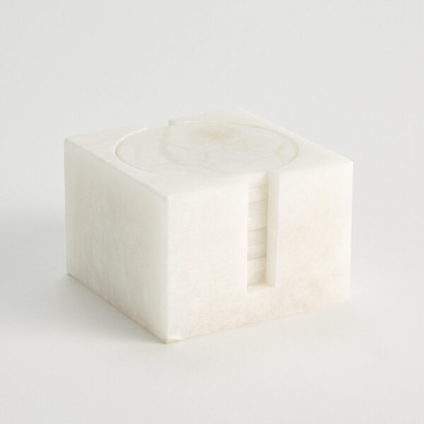 Alabaster Coasters with Holder, Set/8