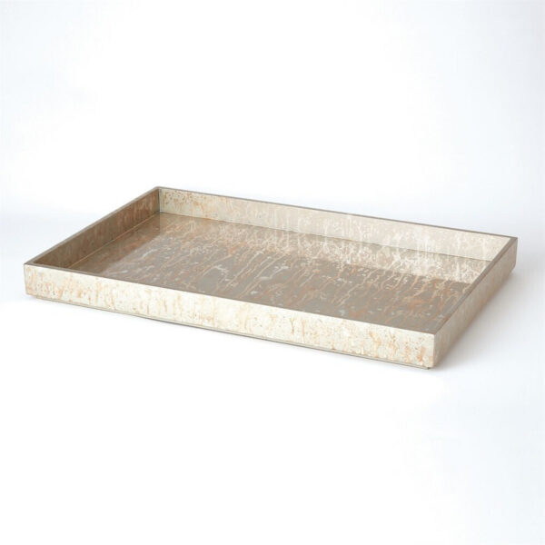Champagne Silver Leaf Rectangular Tray