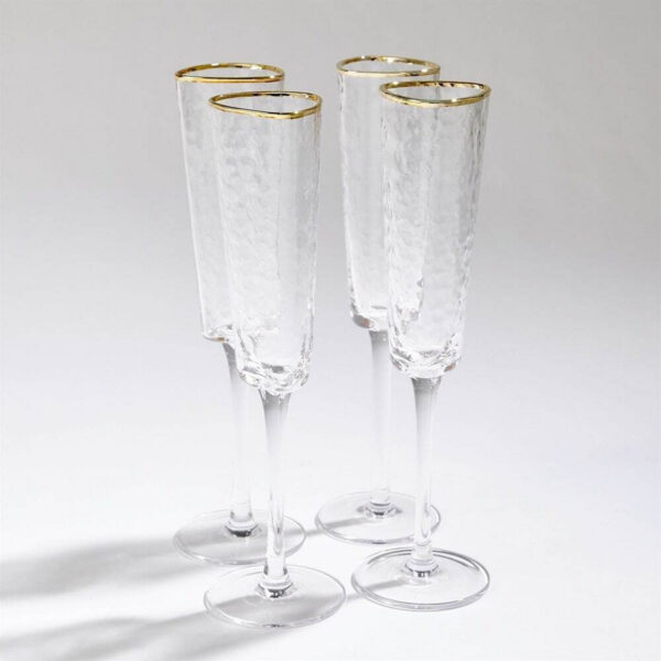 Hammered Champagne Glasses, Set/4