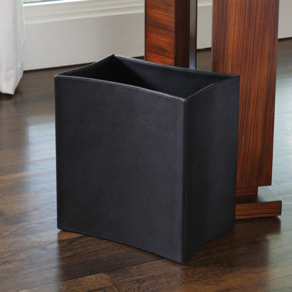 Folded Leather Wastebasket