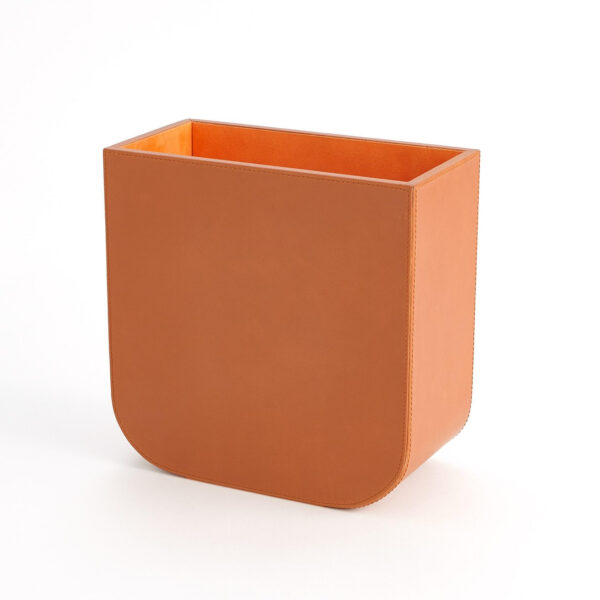 Radius Edge Leather Wastebasket