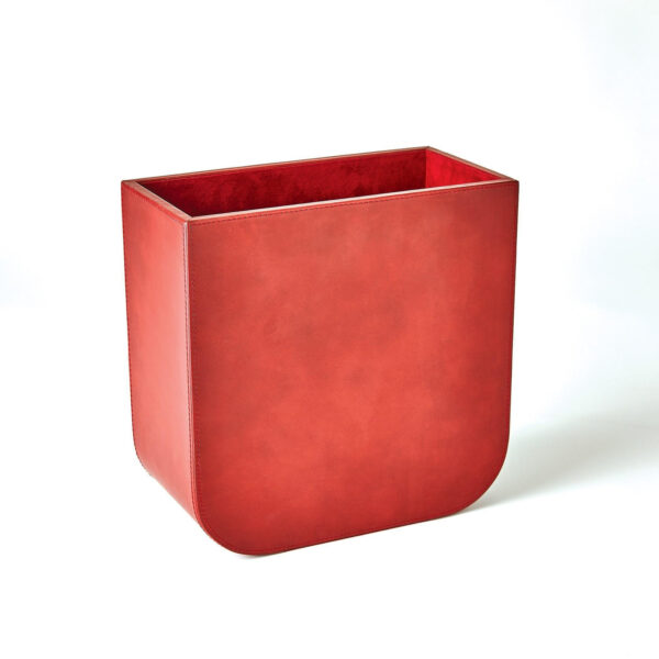 Radius Edge Leather Wastebasket