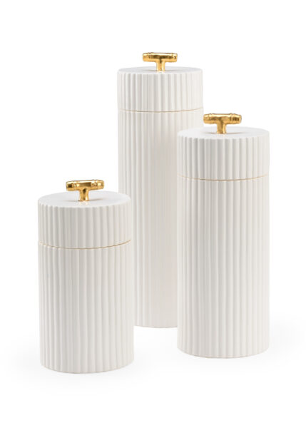 White Bamboo Cannisters, Set of 3
