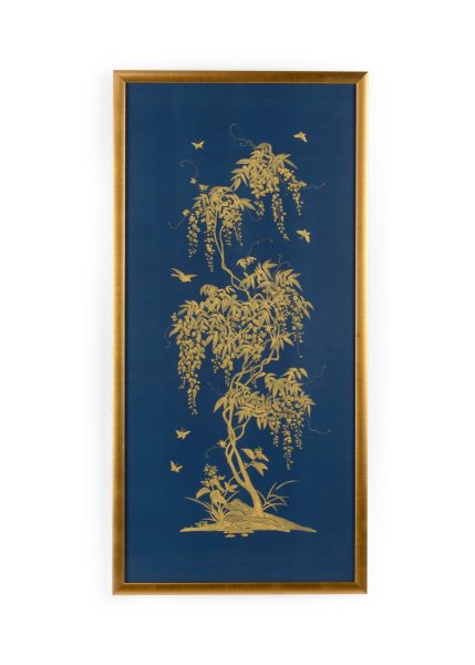Gold Flowering Tree on Blue A