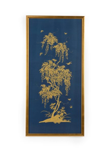 Gold Flowering Tree on Blue B