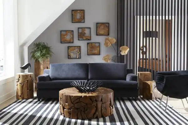 Teak Wood Framed Slice Wall Tile