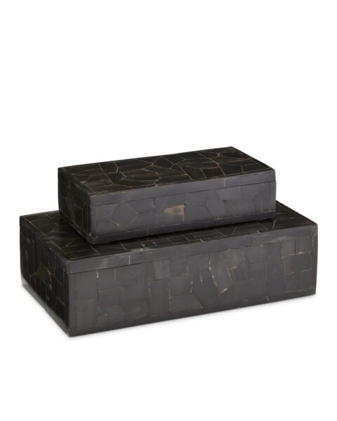 Black Bone Mosaic Boxes, Set of 2