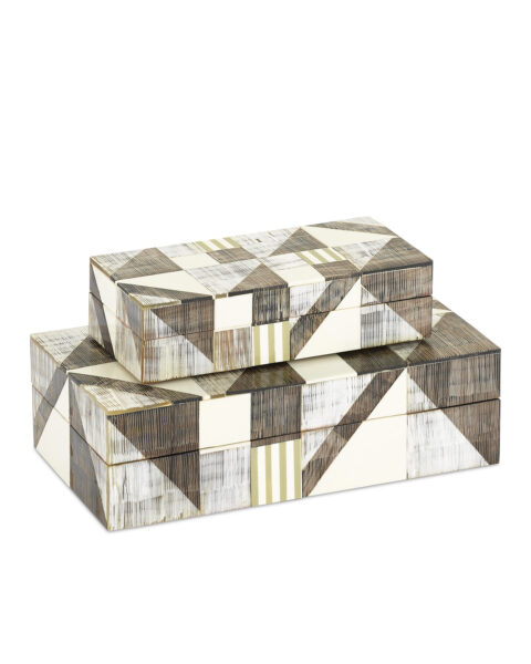 Modernist Bone & Horn Boxes, Set of 2