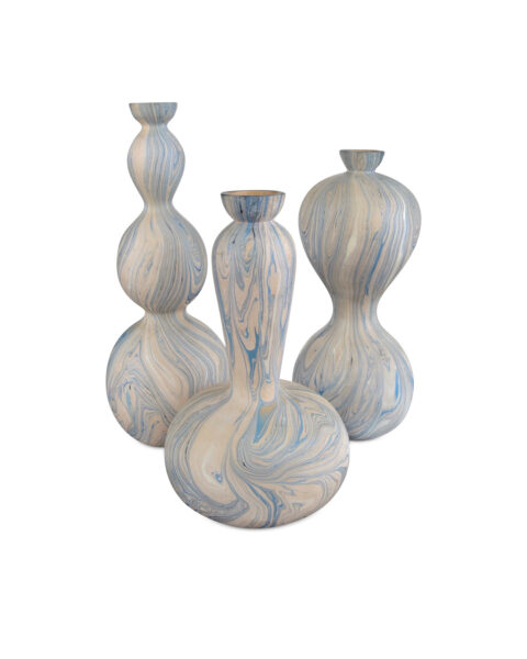 Calm Sea Marbleized Vases, Set of 3
