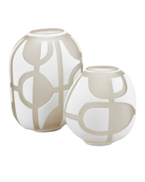 Art Decortif White Vases, Set of 2