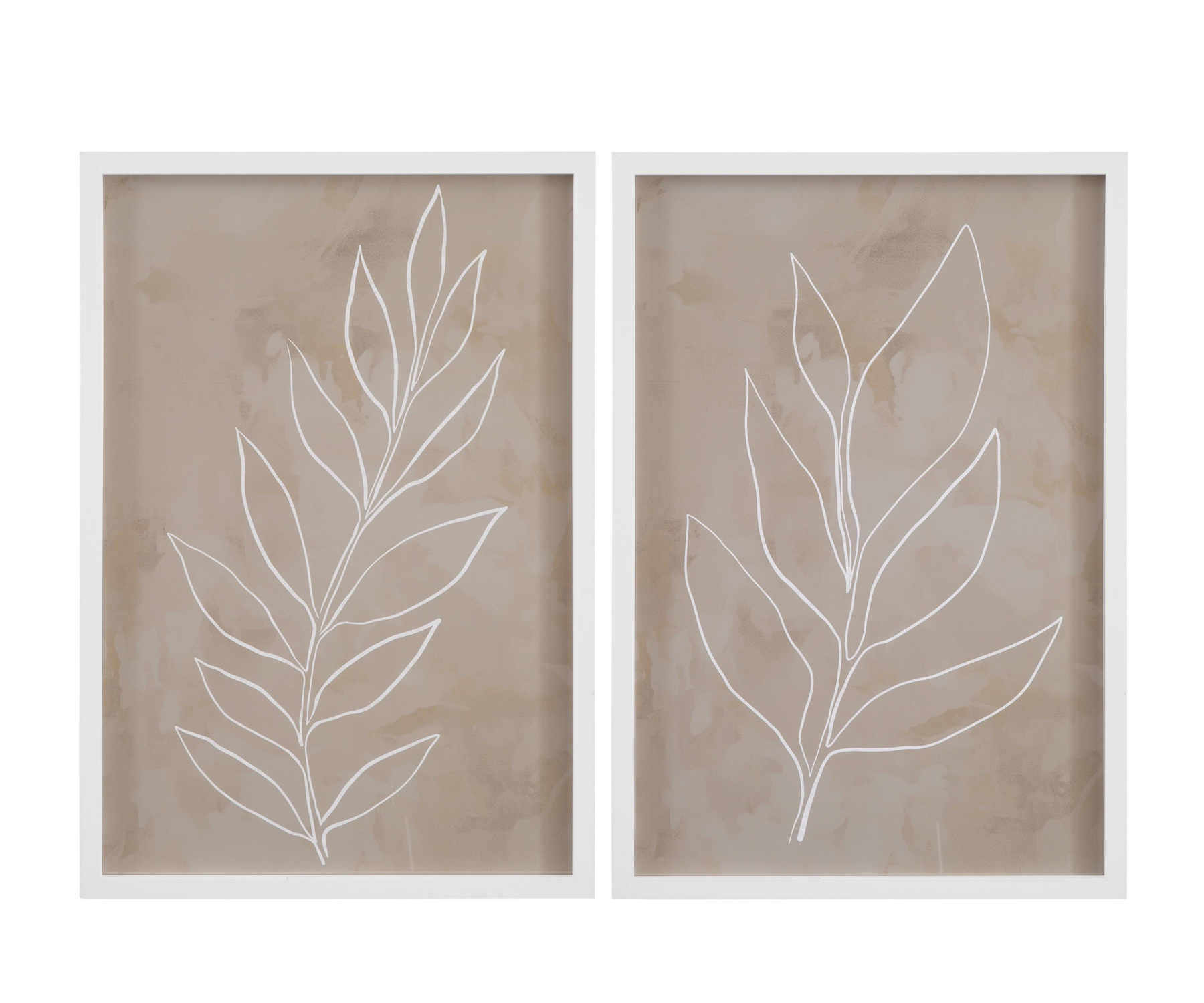 Leaf Line Art Framed Print, Set of 2