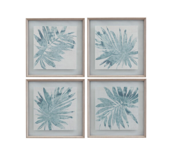 Burlap Ocean Palm Framed Print, Set of 4