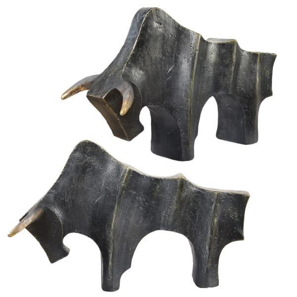 Regal Bull Sculptures, Set of 2