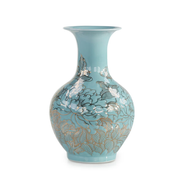 Turquoise Florals Vase