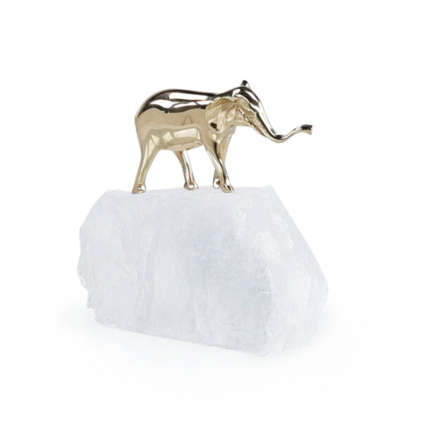 Brass Elephant Sculpture on Selenite II